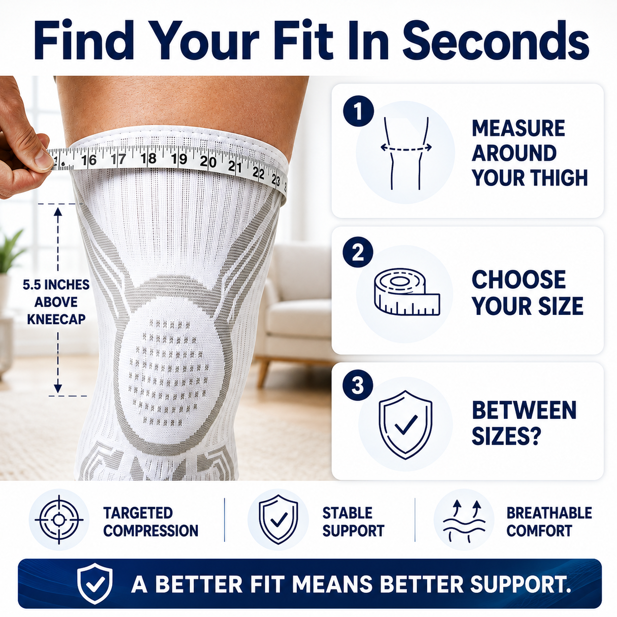 Find your knee brace fit in seconds size guide