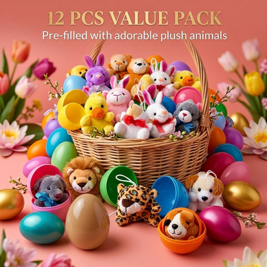 🎁Easter Hot Sale😍Prefilled Easter Eggs, Filled with Plush Animal Toys - Water-Resistant Plastic Shells