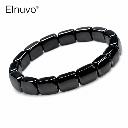 Elnuvo® Men’s Hematite Strength Bracelet – Stretch Beaded Design