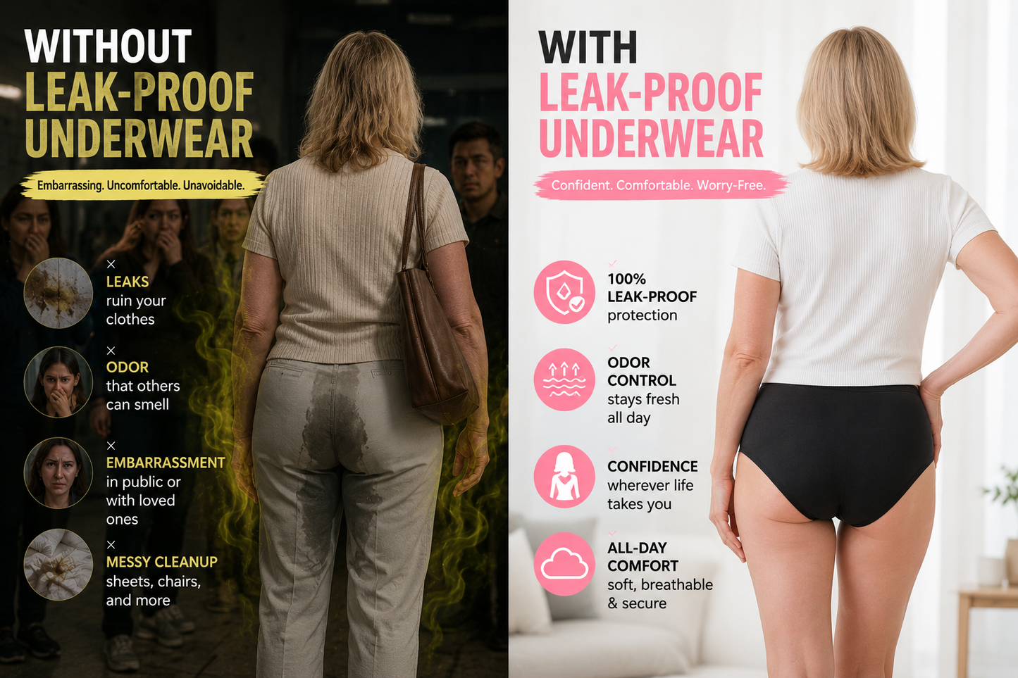 ELNUVO™ 100% Leak-Proof Underwear 4-Pack|✅Stay Dry, Fresh & Confident — Without Pads, Bulk, or Embarrassing Leaks🎁🎁