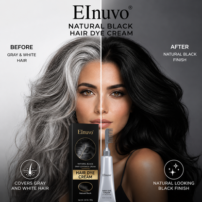 EInuvo® Comb - In Hair DyeCream for Gray Coverage -Natural Black & Dark Brown