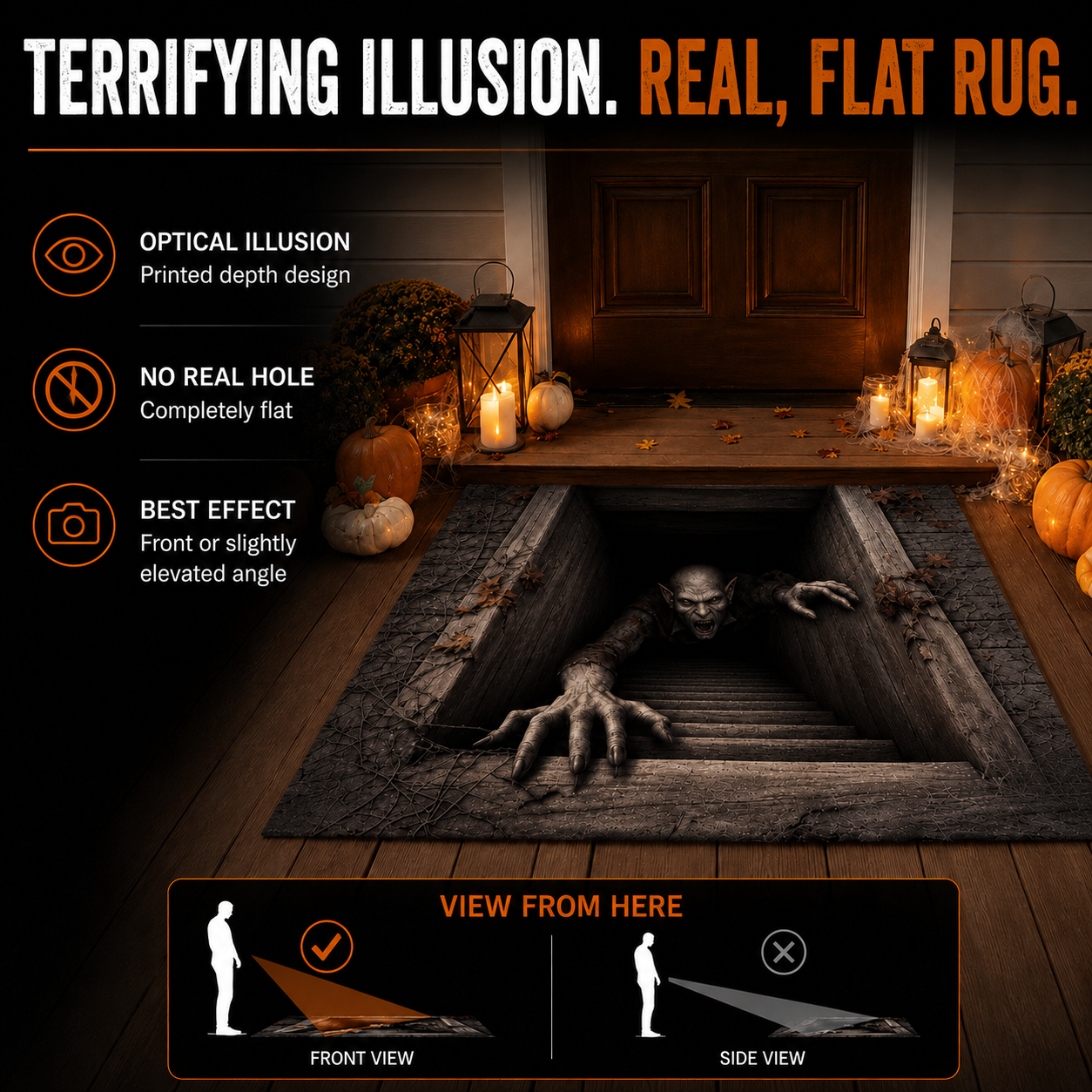 Elnuvo® Creeping Ghoul 3D Illusion Rug