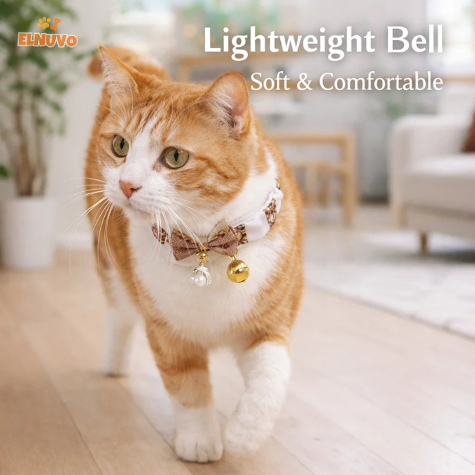 Decorative Bow Cat Collar with Bell