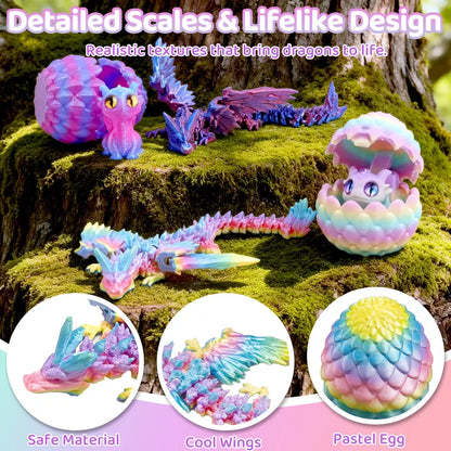 ✨🐉Easter toys-  3D Printed Dragon Family Egg Set