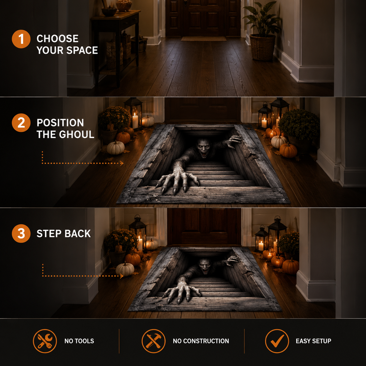 Elnuvo® Creeping Ghoul 3D Illusion Rug