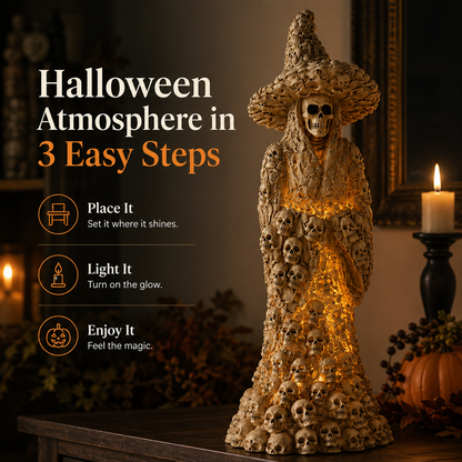 💀Elnuvo® Skull Witch Glow Statue
