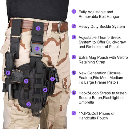 🔥Tactical Adjustable Thigh Holster for Right-Handed Users