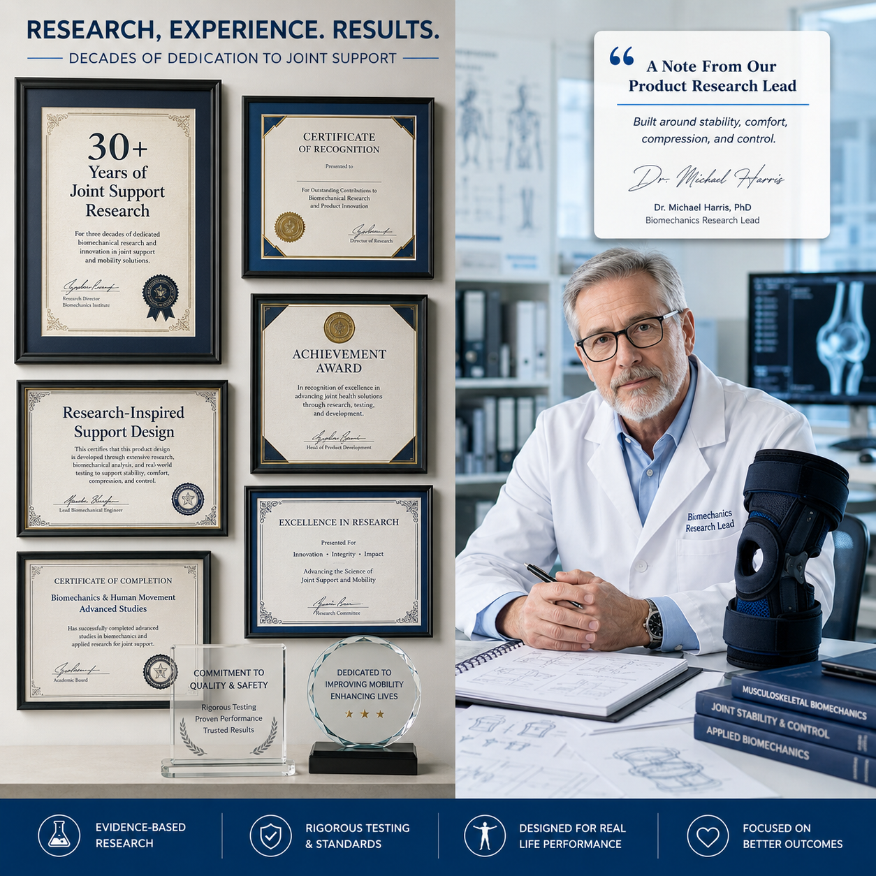 Product research lead and knee brace research credentials