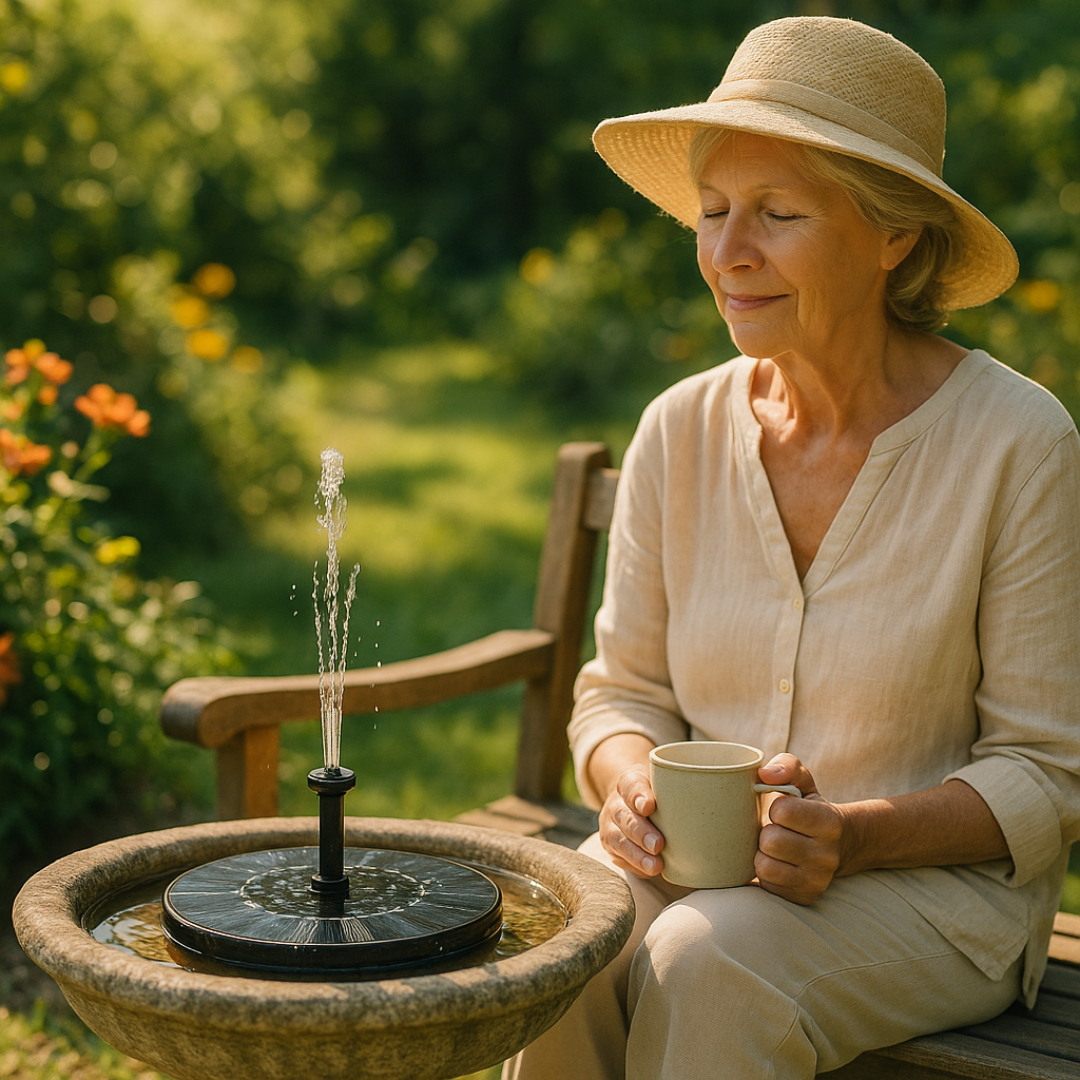 Peachlife™ Solar Garden Fountain – Eco-Friendly Outdoor Water Feature