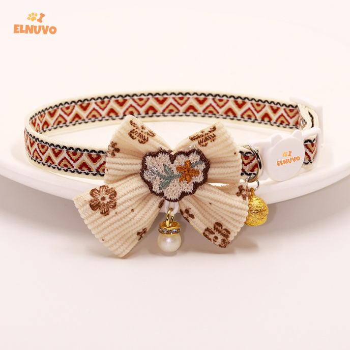 Decorative Bow Cat Collar with Bell