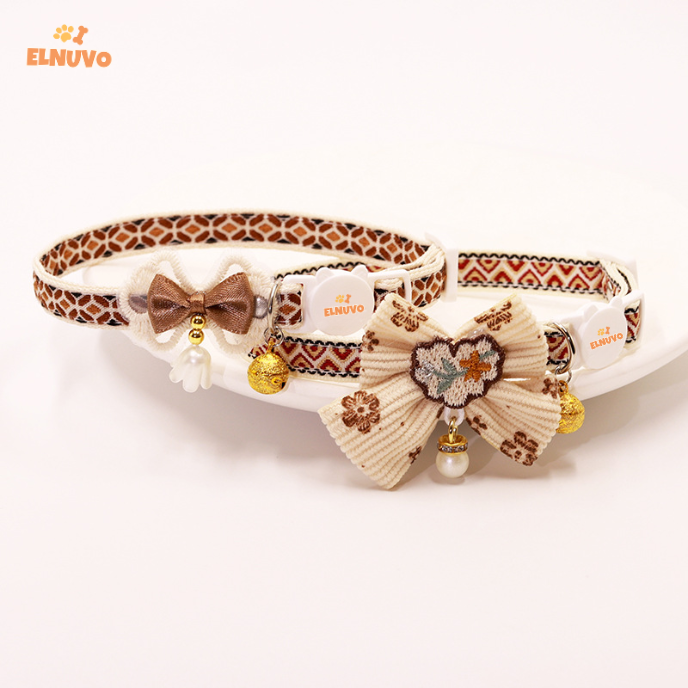 Decorative Bow Cat Collar with Bell