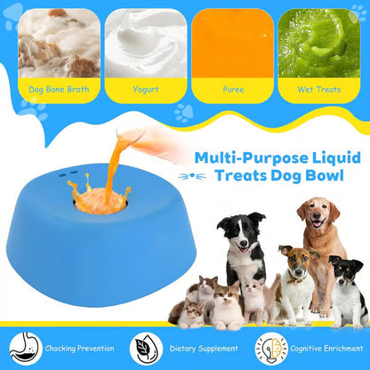 🔥Slow Feeder Dog Bowls for Liquid Treat, Anti-Slip【Entertained Ball-in】 Bone Broth Dog Lick Bowl