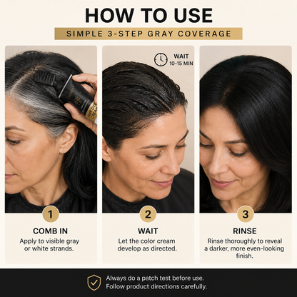 EInuvo® Comb - In Hair DyeCream for Gray Coverage -Natural Black & Dark Brown