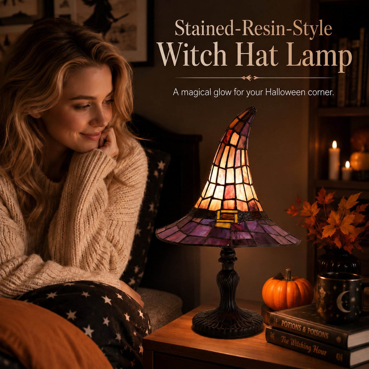 🧙‍♀️ Stained-Resin-Style Witch Hat Lamp