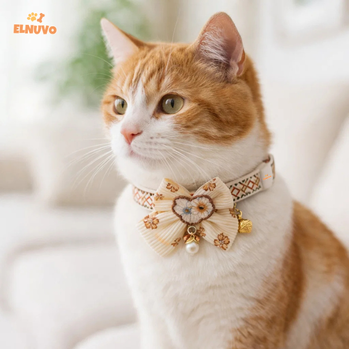 Decorative Bow Cat Collar with Bell