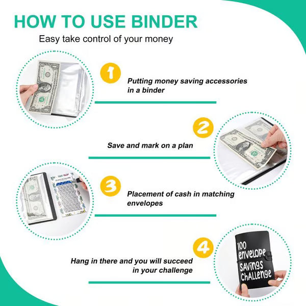 🔥50％ OFF🔥--💸100 Envelope Saving Challenged Binder