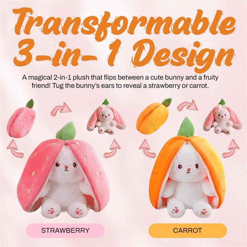 Flip-a-Fluff: Transformable Strawberry & Carrot Bunny