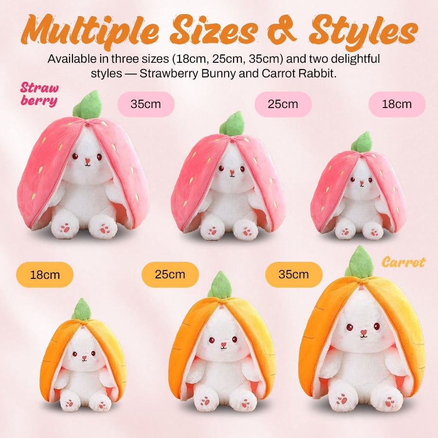 Flip-a-Fluff: Transformable Strawberry & Carrot Bunny