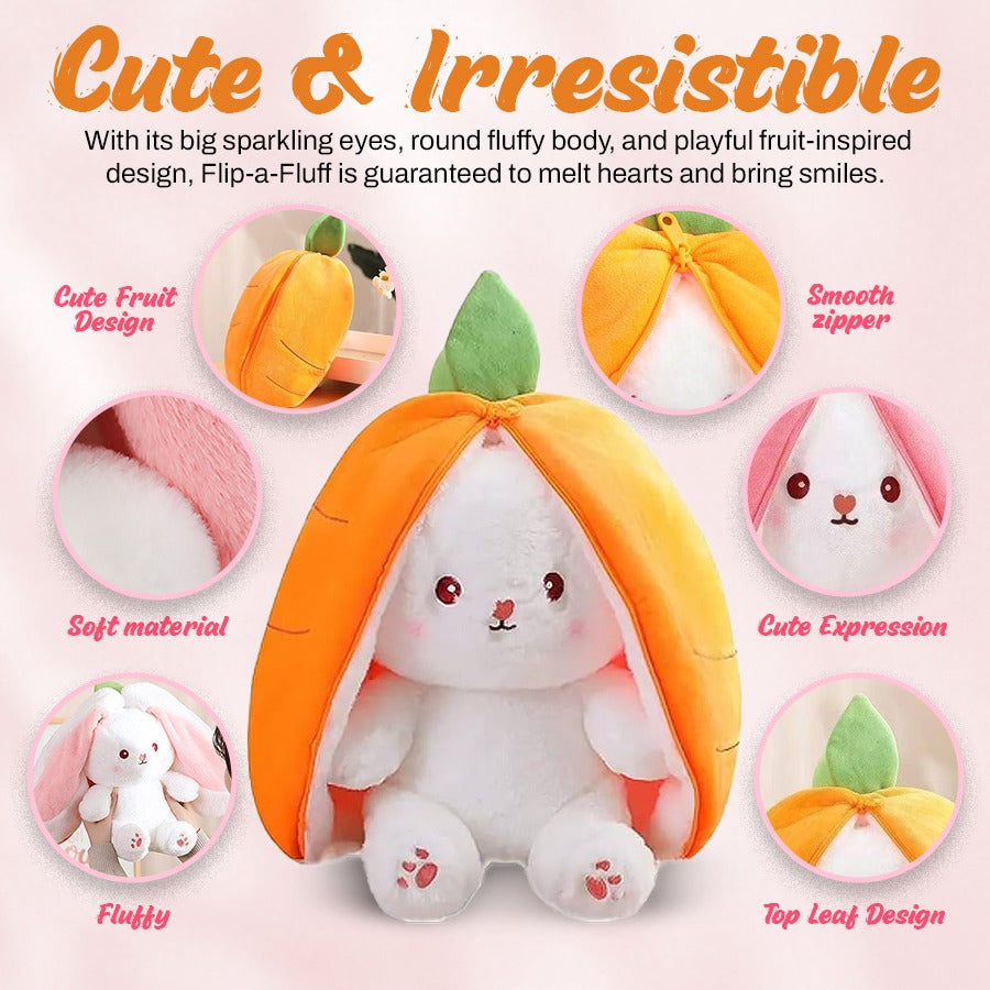 Flip-a-Fluff: Transformable Strawberry & Carrot Bunny
