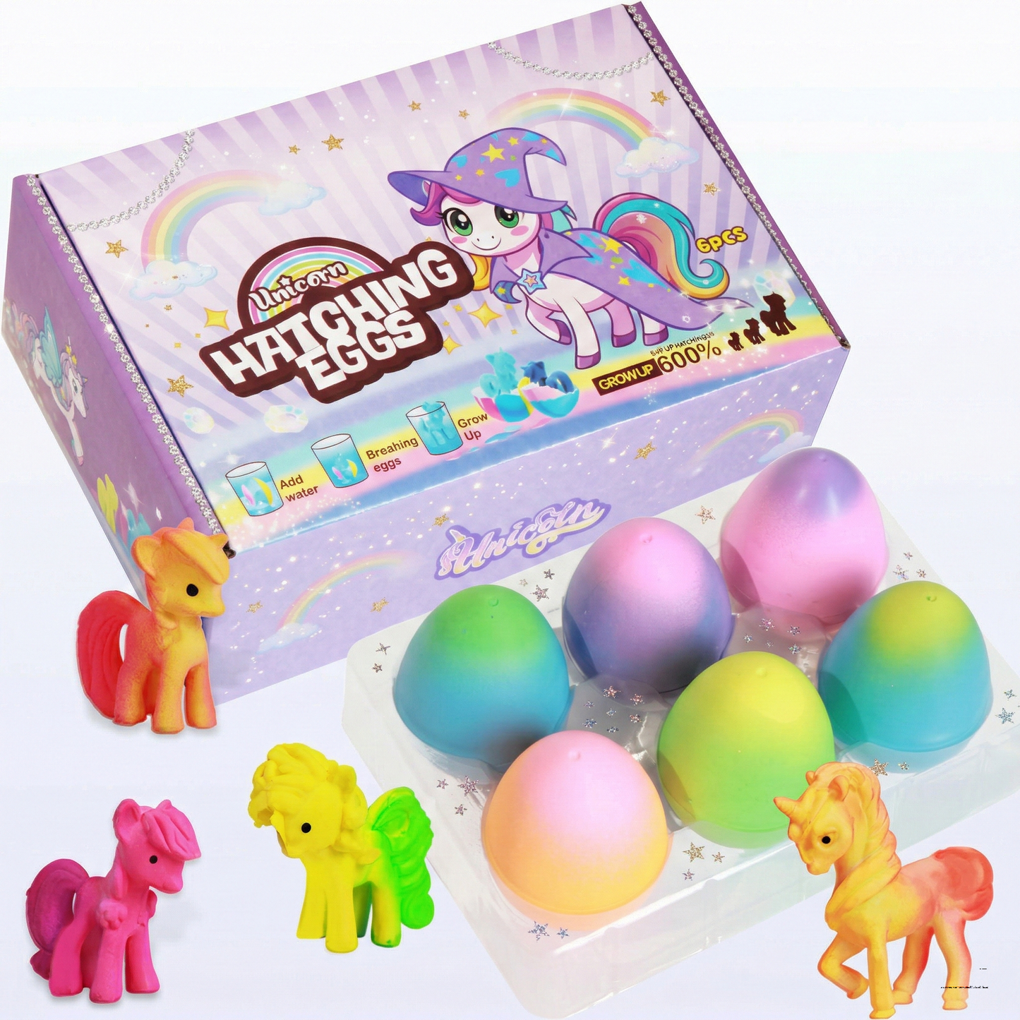 6 Pack Hatching Growing Unicorn Eggs