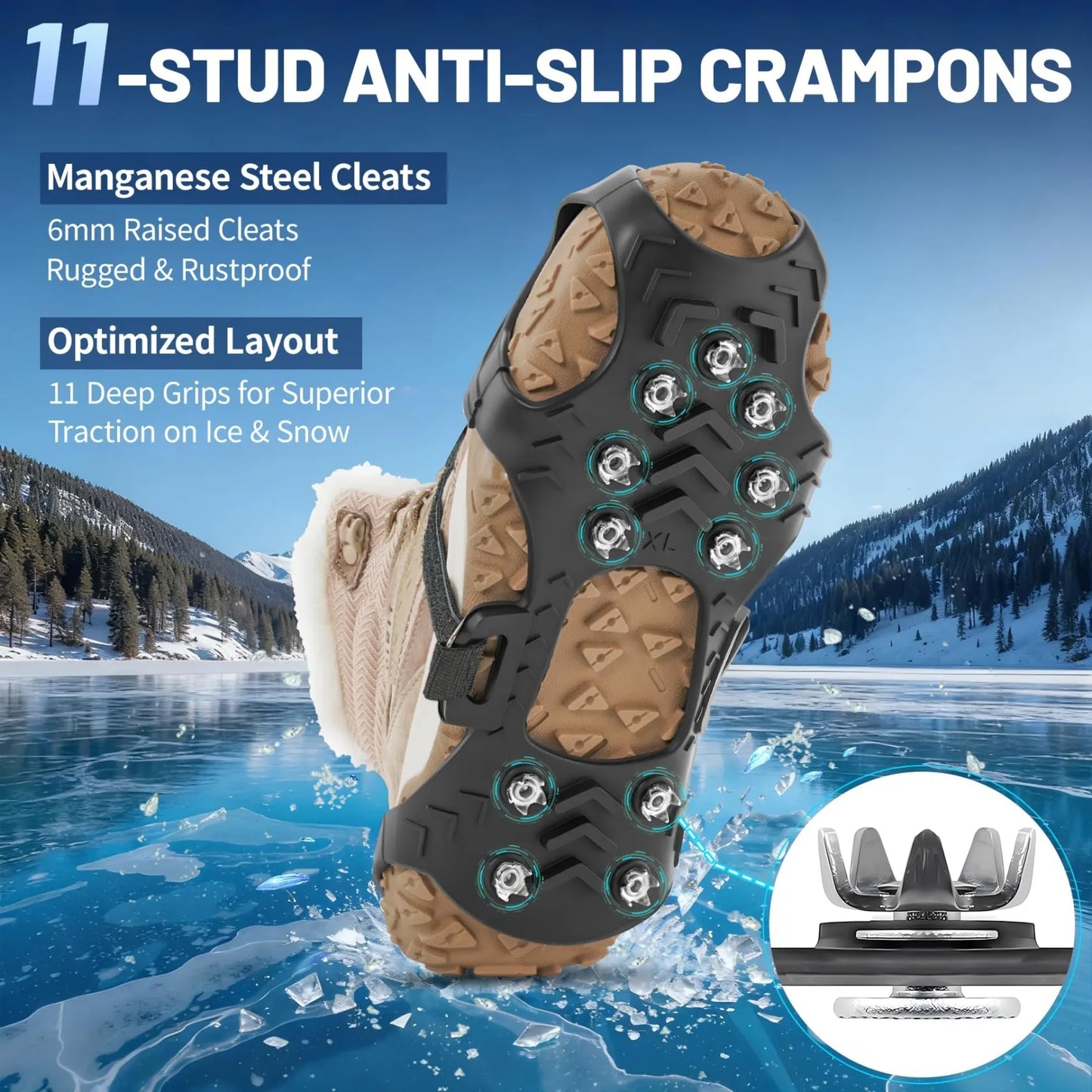 ❄️ Winter Outdoor Essentials- High-Quality Winter Traction Crampons