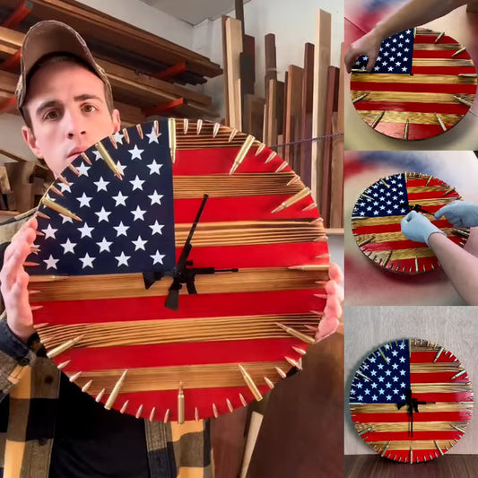 Veteran's Day Pre-Sale 60% OFF🔥Handmade Patriotic American Flag Clock🎁BUY 2 FREE SHIPPING