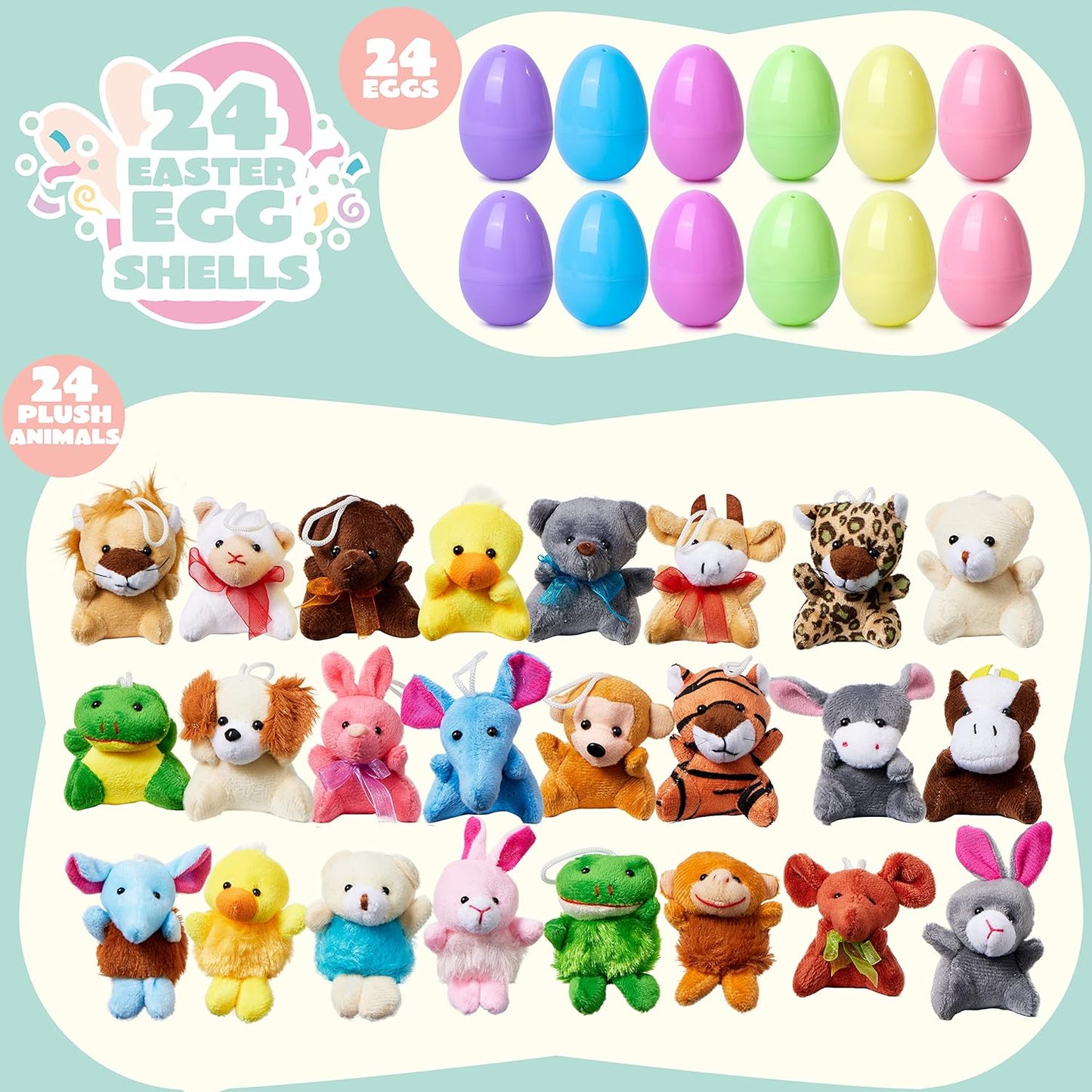 🎁Easter Hot Sale😍Prefilled Easter Eggs, Filled with Plush Animal Toys - Water-Resistant Plastic Shells